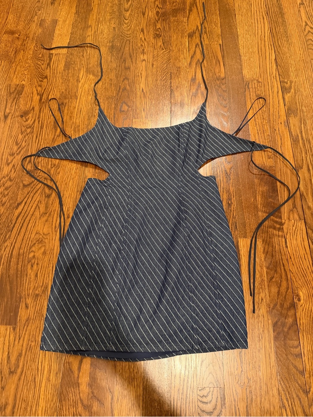 Lionness Striped Cutout Navy Sleeveless Mini Dress